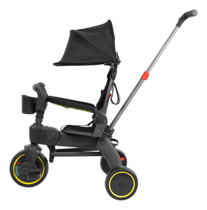 Triciclo Carriola Plegable Portatil Niños 1-5 Años 4 En 1 Color Negro