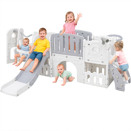 Juego Infantil Tobogan Resbaladilla Centro Juegos 10 En 1 Color Gris (Copy)