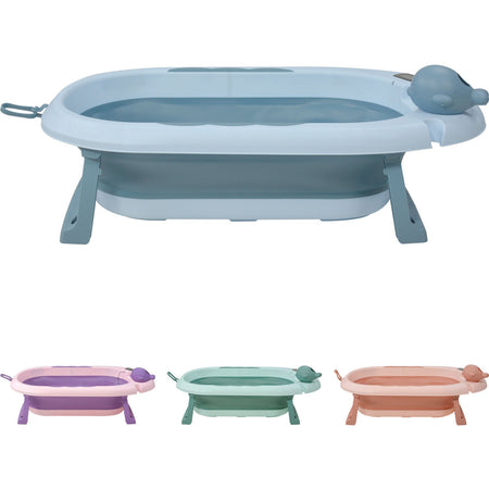 Tina Bañera Bebe Antiderrapante Portátil Plegable Regadera Color Azul
