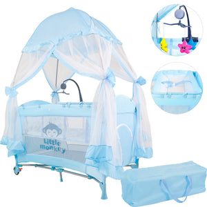 Corral Bebe Toldo Cuna Movil Musical Mosquitero Plegable