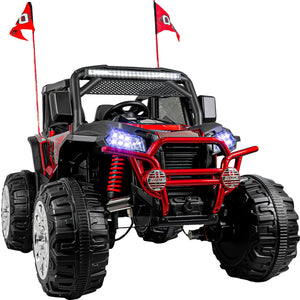 Montable Buggy 24v Con Llanta Grande Luces Sonido Para Niños Rojo