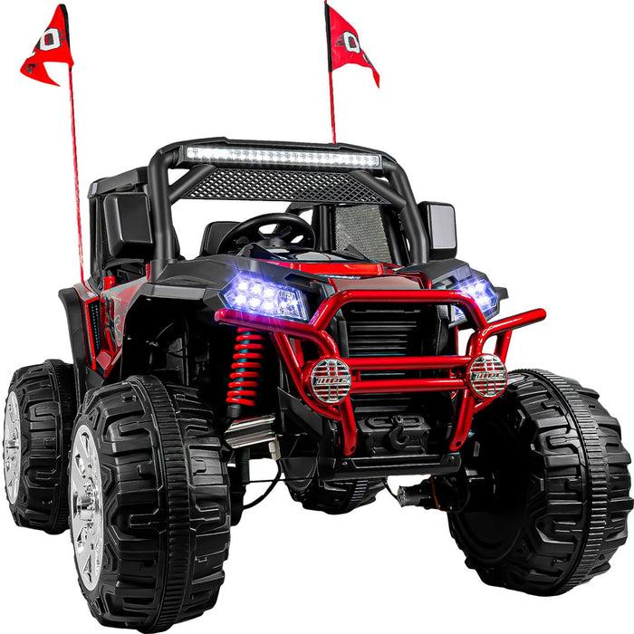 Montable Buggy 24v Con Llanta Grande Luces Sonido Para Niños Rojo