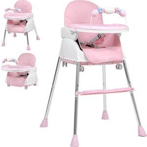 Silla Alta Periquera 3 En 1 Bebe Ajustable Comer Rosa