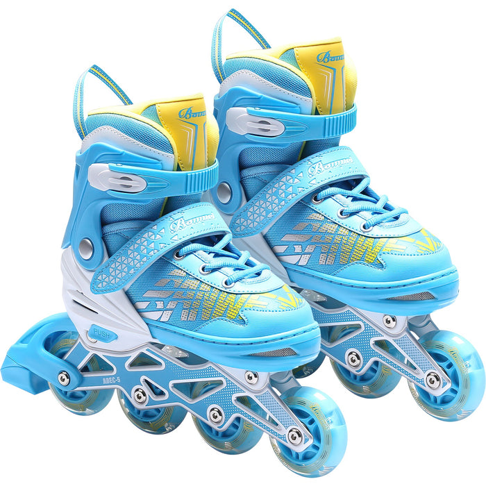 Patines En Linea Niño Ajustable Ruedas Led + Protecciones