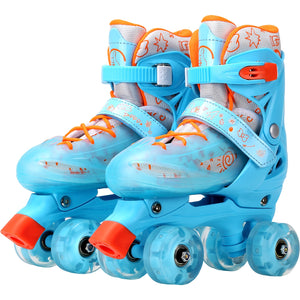Patines De 4 Ruedas Ajustable Niño Niña Rueda Led 18-23 Cm