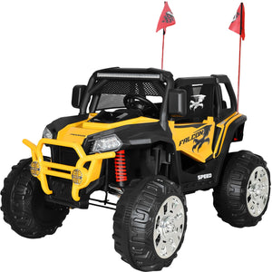 Montable Buggy 24v Con Llanta Grande Luces Sonido Para Niños Color Amarilllo