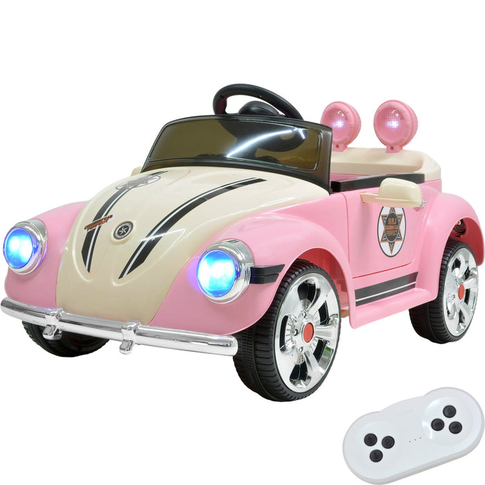 Montable Vocho Luces Sonido Musica Mp3 Carrito Electrico 6v Rosa