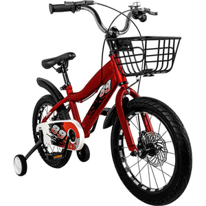 Bicicleta Infantil Roja Niños Rodada 16 Con Canasta Racing Color Roja