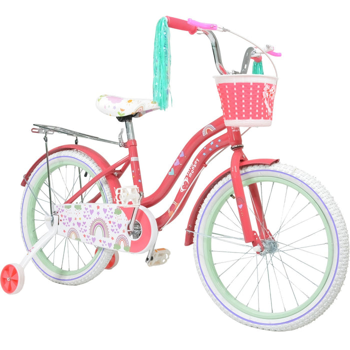 Bicicleta Niña Rosa R 20 Infantil Canastilla Llantitas Little Monkey