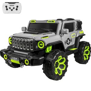 Carro Montable Electrico Control Remoto 4x4 Gris Musica Bluetooth