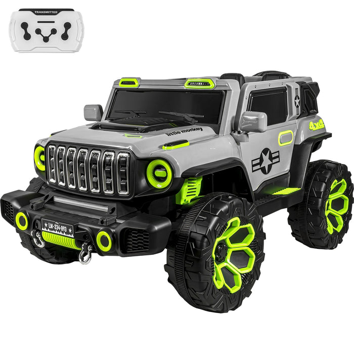 Carro Montable Electrico Control Remoto 4x4 Gris Musica Bluetooth