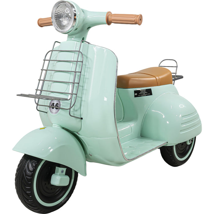 Motocicleta Montable Vintage Motoneta 12 V Luz Led Color Menta