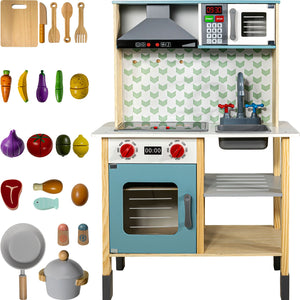 Cocinita Juguete Niña Madera 23pz Luz Sonido Pizarron