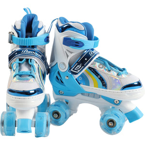 Patines De 4 Ruedas Ajustable Niño Niña Rueda Luces Led