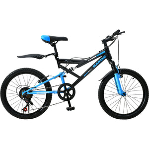 Bicicleta Montaña Infantil Niños R20 7 Vel Doble Suspension Color Azul