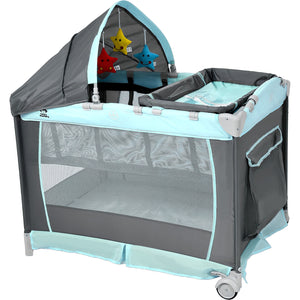 Cuna Corral Bebes Plegable Cambiador Removible Ruedas Juegos Color Azul
