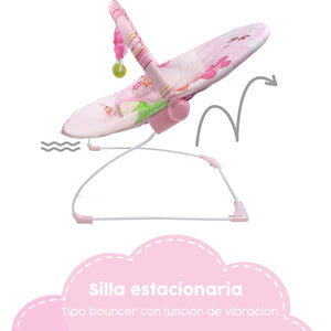 Bouncer Rosa Flores Silla Mecedora para bebé Vibradora Bebe Con Juguetes Portatil