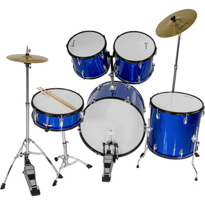 Bateria Musical Acustica 5 Piezas 22 Tambor Baquetas Audiotek Color Azul