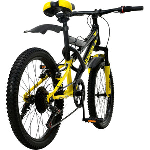 Bicicleta Montaña Infantil Niños R20 7 Vel Doble Suspension Color Amarillo