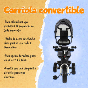Triciclo Bicicleta Carriola Paseo Bebes 2-6 Años Asiento 360