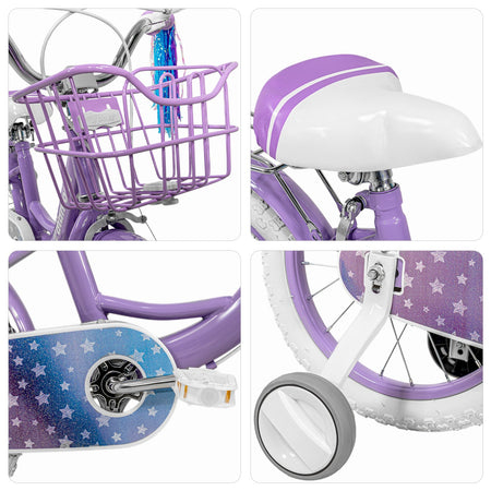 Bicicleta Infantil Morada Niña Rodada 16 Con Canasta Color Morado