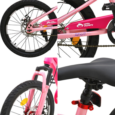 Bicicleta Infantil Niños Rodada 20 Cuadro Acero Frenos Disco Color Rosa