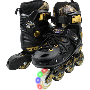 Patines En Linea Profesionales para Adulto Llantas (talla 21-23) Premium Color Gold Led