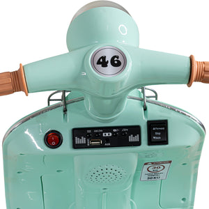 Motocicleta Montable Vintage Motoneta 12 V Luz Led Color Menta
