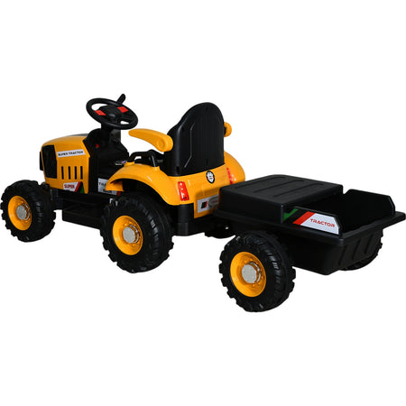 Tractor Eléctrico Montable + Remolque 12v Luces Música Usb