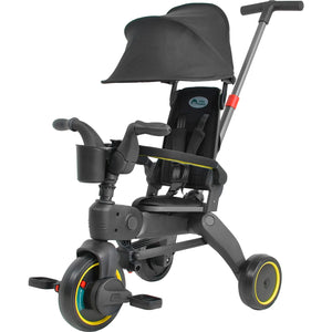 Triciclo Carriola Plegable Portatil Niños 1-5 Años 4 En 1 Color Negro