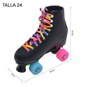 Patines 4 Ruedas Clasicos Quads Profesionales Cuero Sintetic Talla 24