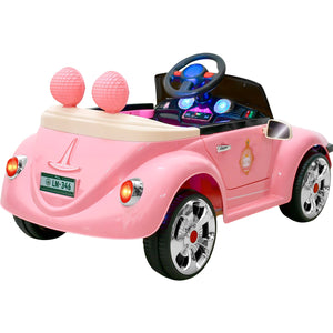Montable Vocho Luces Sonido Musica Mp3 Carrito Electrico 6v Rosa