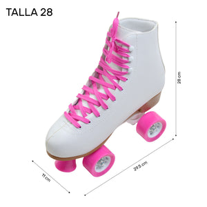 Patines 4 Ruedas Chicago Blancos Unisex Quads Profesionales Talla 28