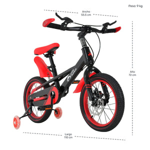 Bicicleta Infantil Roja Niño R16 Llantas Entrenadoras Frenos
