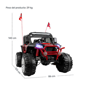 Montable Buggy 24v Con Llanta Grande Luces Sonido Para Niños Rojo