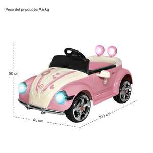 Montable Vocho Luces Sonido Musica Mp3 Carrito Electrico 6v Rosa