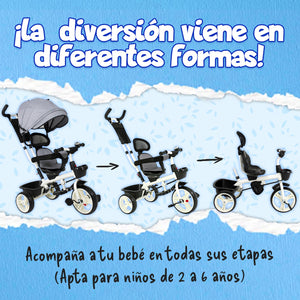 Triciclo Bicicleta Carriola Paseo Bebes 2-6 Años Asiento 360