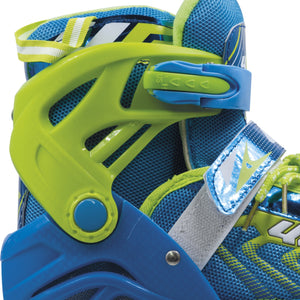Patines En Linea con Luz Led para Niños + Equipo Proteccion (Talla 22.5 a 24) Azul