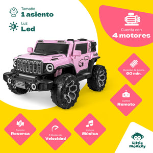 Carro Montable Electrico Control Remoto 4x4 Musica Bluetooth Color Rosa