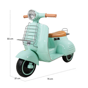 Motocicleta Montable Vintage Motoneta 12 V Luz Led Color Menta