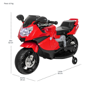 Moto Montable Eléctrica 6v Carrito Niño Música Luz Usb Color Rojo