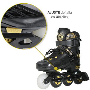 Patines En Linea Profesionales para Adulto Llantas (talla 21-23) Premium Color Gold Led