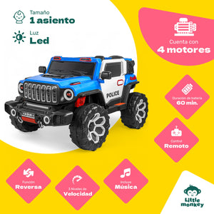 Carro Montable Electrico Control Remoto 4x4 Policia Musica Bluetooth