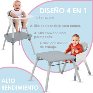 Silla Periquera Alta Bebe 4 En 1 Reforzada Mesa Actividades