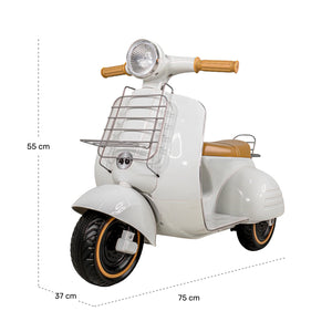 Motocicleta Montable Vintage Motoneta 12 V Luz Led Color Blanca