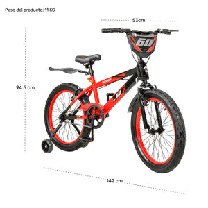 Bicicleta Infantil Rodada 20 Niños Bici Color Rojo Luces Led