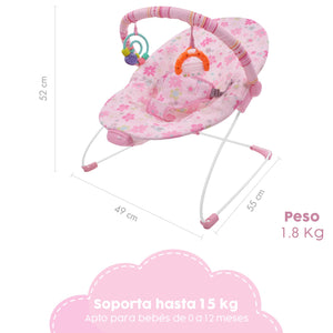 Bouncer Rosa Silla Mecedora para bebé Vibradora Bebe Con Juguetes Portatil