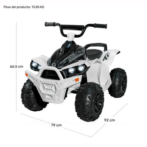 Montable Cuatrimoto Electrica 2 Velocidades 4.3 Km/h 12v Blanca