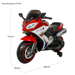 Motocicleta Montable Electrica Deportiva Niño Luces Musica Color Rojo