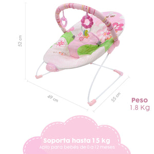 Bouncer Rosa Flores Silla Mecedora para bebé Vibradora Bebe Con Juguetes Portatil